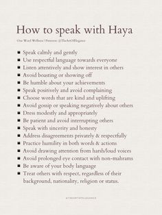 a poem written in black and white with the words how to speak with haya