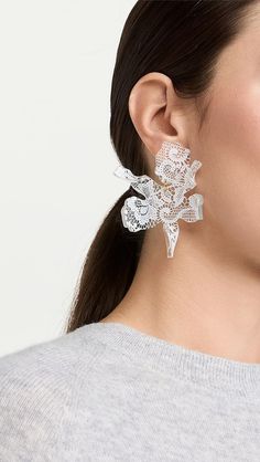 Lele Sadoughi Paper Lily Earrings | Shopbop Paper Lily, Lily Earrings, Ivory Earrings, Fringed Belt, Lele Sadoughi, Lipstick Bag, Chain Strap Bag, Lace Earrings, Lace Print