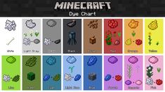 the different types of pixelcraft characters and their names in each color scheme, including red, green, blue, yellow, purple, black