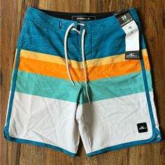 Nwt O’neill Sz 28 Board Shorts Never Worn, Son Outgrew Before Use Casual Orange Swimwear For Surfing, Casual Multicolor Surfing Bottoms, Casual White Surfing Bottoms, White Swim Trunks, Red Solo Cup, Man O, Aztec Designs, Mens Boardshorts, Mens Swim Trunks