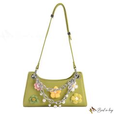 Bird in Bag - Popular fashion underarm bag female new simple shoulder bag fashion flower small square bag Fancy Purses, Street Trends, Popular Fashion, Underarm Bag, Bird In Bag, Flower Fashion, Square Bag, Bag Fashion, Green Bag