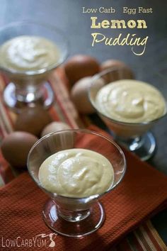 low carb egg fast pudding in small glass bowls