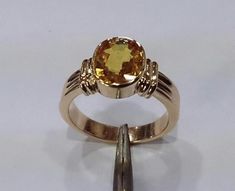 Yellow sapphire Gemstone Handmade Jewellery Cheap Yellow Gold Rings For Gifts, Mens Gold Rings Lemon, Mens Yellow Sapphire Jewelry, Pukhraj Ring, Stone Rings For Men, Stone Ring Design, Birthstone Engagement Rings, Mens Ring Designs, Yellow Sapphire Ring