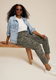 Plus Size Weekender High Rise Camo Tapered Pant | maurices Spring Utility Sweatpants With Relaxed Fit, Spring Utility Style Relaxed Fit Sweatpants, Spring Casual Pants For Elevated Casual Occasions, Spring Casual Pants For Elevated Occasion, Camouflage Tapered Leg Pants With Pockets, Cotton Camouflage Tapered Leg Pants, Grey Camo Pants Plus, Fall Camouflage Mid-rise Pants, Tapered Pant