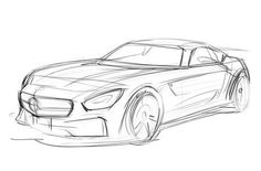 a drawing of a sports car