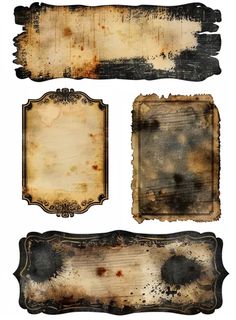 old paper with grungy edges and frames on white background stock photo - premium royalty