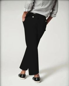 Enhance your comfort with these meticulously crafted pants. Combining a pull-on style and hidden tummy control, these pants provide a figure-flattering silhouette. Made of innovative twill fabric, these pants are a unique addition to your wardrobe. Experience unparalleled comfort and seamless movement with our 4-way stretch, luxuriously soft twill fabric. The relaxed fit through the hips and thighs effortlessly flows into flared-legs, embodying both comfort and fashion. With our unique hidden co Business Casual Straight Dress Pants With Pull-on Style, Chic Stretch Chinos For Business Casual, Comfort Stretch Dress Pants For Workwear, Comfort Stretch Straight Pants For Fall, Comfort Stretch Straight Dress Pants For Work, Fall Mid-rise Pants With 4-way Stretch, Mid-rise Stretch Pants For Fall, Stretch Dress Pants With Welt Pockets For Fall, Fall Stretch Dress Pants With Welt Pockets