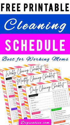 the free printable cleaning schedule for moms with text overlay that reads,