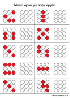 the printable worksheet for numbers 1 - 10 with red circles and white dots