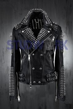 #Studded #Button #Jacket #Silver #Spike #Shoulders #Jacket #Spiked #Collar_Leather #Jacket #Men #Steam #Punk_Spike #Stud_Work #Spectators #Studded #Jacket Fall Biker Jacket With Spikes And Long Sleeves, Fall Long Sleeve Biker Jacket With Spikes, Fall Leather Jacket With Spikes And Long Sleeves, Fitted Long Sleeve Biker Jacket With Spikes, Fitted Winter Outerwear With Spikes, Fitted Long Sleeve Outerwear With Spikes, Biker Jacket With Spikes And Long Sleeves, Spiked Long Sleeve Biker Jacket For Streetwear, Alternative Fashion Leather Jacket With Spikes