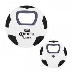 two white and black soccer balls with the corona extra logo