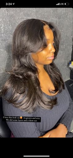 Layered Hair Lace Wig, Wigs For Black Women Layered, Layered Hairstyles On Black Women, 20 Inch Layered Wig, Wig Hairstyles With Layers, Black Wig Layers, Layered Weave Hairstyles, Lace Front Wigs Layers, Layered Black Wig