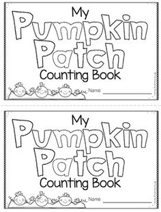 the pumpkin patch counting book is shown in black and white, with two different pictures