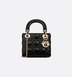 Mini Lady Dior Bag Black Cannage Lambskin | DIOR Lady Dior Bag Black, Miss Dior Bag, Mini Lady Dior, Lady Dior Handbag, Womens Designer Bags, Christian Dior Couture