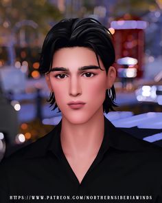 an animated image of a young man with black hair and bangs, wearing a black shirt