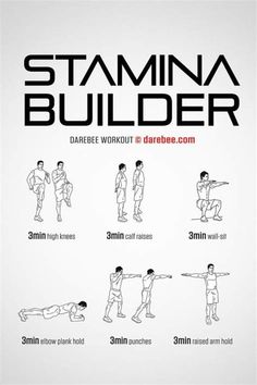 a poster with instructions on how to do the stamma builder workout for beginners