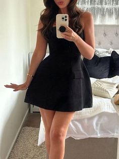 Black Mini Dress Classy, Semi Formal Fits, Strapless Tube Dress, Mini Tube Dress, High Waist Short, Weave Style, Black Dresses Casual, Tube Dress, Black Dresses