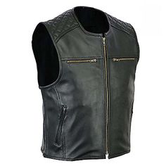 Trendy Fashion Men's Black Leather Biker Vest, Mens Clothing Leather Biker Vest, Sleeveless Waistcoat, Motorcycle Vest, Biker Vest, Mens Black Leather, Men's Coats & Jackets, Biker Style, Fashion Mens, Mens Vest