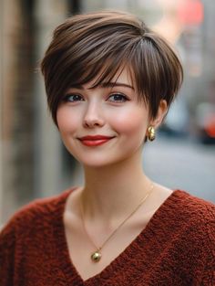 Best Short Hairstyles for Chubby Faces: Flattering Cuts for a Slimmer Look Hair Styles For Short Straight Hair, Plus Size Hairstyles Double Chin Round Faces Short Hair, Bangs Ideas For Round Faces, Short Hair Plus Size Women Round Faces, Short Hair For Round Face Plus Size, Gamine Hair, Brunette Short Hair, Short Hair Plus Size