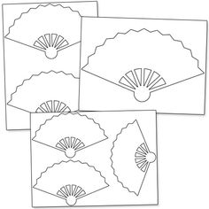 four envelopes with designs on them