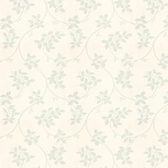 a white wallpaper with green leaves and vines on the back ground, in shades of light blue