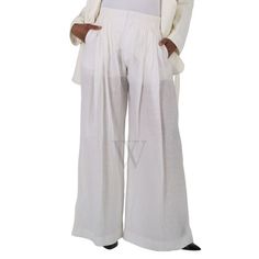 Chloe Ladies Bottoms. SKU: CHC22UPA05034101. Color: White. Chloe Ladies White Pleated Wide-Leg Pants. Pleated wide-leg pants for women. Fit: high waist, wide leg, floor-length - High-waisted pants for women - Concealed front zipper & hook closure - Side pockets - Piped back pockets - Belt loops. Outer shell: 100% Linen Lining: 100% Silk Care: dry cleaning only. Versace Watch, Denim Shoes, Crossbody Messenger Bag, Anne Klein, High Waisted Pants, Fashion Sunglasses, Emporio Armani, Front Zipper, Leg Pants