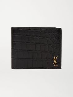 SAINT LAURENT's wallet is ideal for various credit, business and ID cards. It's made from glossy croc-effect leather and detailed with the house's iconic YSL monogram in gold. Luxury Wallets With Crocodile Pattern For Business, Luxury Business Wallets With Crocodile Pattern, Luxury Crocodile Pattern Wallet For Business, Luxury Crocodile Pattern Wallets For Business, Luxury Crocodile Pattern Business Wallets, Designer Crocodile Pattern Wallet, Designer Crocodile Pattern Rectangular Wallet, Saint Laurent Collection, Wallets Men