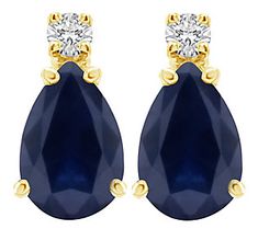 A pear-shaped gemstone gives these stud earrings their color-rich style, while a diamond accent dials up the dazzle. Rich Style, Gemstone Studs, Precious Gemstones, Go Ahead, Pretty Jewellery, Pear Shaped, Reign, Prong Setting, Ear Piercings