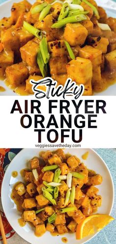 an image of spicy air fryer orange tofu