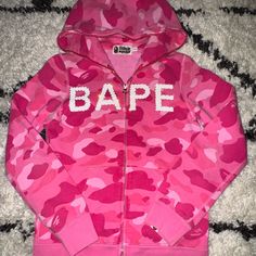 100% Authentic Bape Hoodie Worn Afew Times In Good Condition Size Xxs. Pink Bape Hoodie, Bape Pink, Bape Hoodie, Girly Accessories, Pink Camo, All Around The World, Colorful Hoodies, Full Zip Hoodie, Zip Hoodie