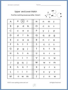 the upper and lowercase letter match worksheet