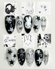 Gray Nails With Design, Nail Art Birthday, Goblin Brain, Xiaohongshu Nails, Nails Chinese, Nails Kpop, Kpop Nails, Nails Korean, Fake Nails Designs