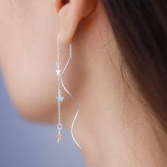 star threader earrings Plate Jewelry, Ear Threader, Tiny Star, Cute Stars, For Your Love, Threader Earrings, Earrings Long, Fine Jewelry Collection, Star Charms