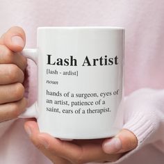 Lash Technician Mug is the perfect gift for your friend.  Make your friend laugh with this unique gift. Bring humor vibes to the occasion by giving this mug.  ANSWERS TO OUR MOST COMMON ASKED QUESTIONS: 1. Your mug will have the design placed on both sides of the mug. 2. We only offer 11 ounce mugs (see pictures for reference in size of mug). 3. Your mug is not made until you order, please check all details prior to submitting order (shipping, notes to seller, exc.). 4. The time it takes to make Esthetician Gifts, Makeup Artist Gifts, Lash Technician, Salon Gifts, White Elephant Gifts Exchange, Eyelash Curlers, Lash Tech, Artist Gifts, For Lash