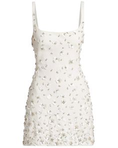 SIMKHAI Ivory Embellished Sleeveless Ziva Mini Dress Square neck Square back Sleeveless Slim silhouette Concealed back zip closure Beaded embellishment throughout Mini length 55% acetate, 45% polyester White Reception Dress, Modest Winter Outfits, Prada Dress, Vintage Mini Dresses, Ceremony Dresses, Off White Dresses, White Dress Party, White Short Dress, Grad Dresses