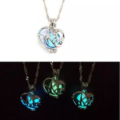 Incredibly Mom Luminous Necklace.. Beautiful And Unique Design Hollowed-Out With Mom Inscribed In The Middle Of The 1 X .75" Heart Shape Pendant, The Peachy Shape Luminous Is A Blueish, Green Color And Charges In The Sun Or Under Black Lights. Chain Is Approximately 18" Long With 2" Adjustable Extender, Total 20", Stunning Silver Bring This Necklace Together Superbly. This Makes A Perfect Gift. 100% Brand New And A Boutique Luminous White Jewelry For Party, Luminous Silver Jewelry For Party, Luminous Jewelry For Valentine's Day Gift, Luminous Pendant Jewelry For Gifts, Luminous Pendant Jewelry Gift, Valentine's Day Luminous Jewelry Gift, Luminous Spiritual Jewelry As A Gift, Luminous Spiritual Jewelry For Gifts, Spiritual Luminous Jewelry As Gift