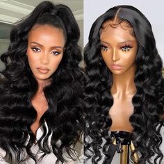 Loose Deep Wave Lace Front Wig 13x4 Lace Frontal Wig 200% Density HD Transparent Lace Wig Malaysian Remy Human Hair Wigs Deep Wave Lace Front Wig, Indian Hair Color, Wave Lace Front Wig, Brazilian Body Wave Hair, Birthday Hairstyles, Wave Wig