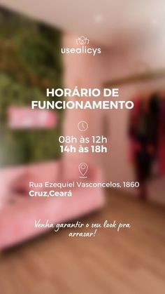 an advertisement for a fashion show with pink furniture