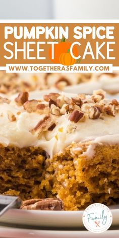 One photo on a pin with a text box at the top with the title of the recipe on it, graphic pumpkins, and the url to the site where you can find the recipe. Pumpkin Cream Cake, Pumpkin Cake With Cream Cheese Filling, Pumpkin Applesauce Cake, Pumpkin Cake With Spice Cake, Pumpkin With Spice Cake Recipe, Best Pumpkin Cake With Cream Cheese Frosting, Cakes With Cream Cheese, Spice Pumpkin Cake, Moist Pumpkin Cake Recipes