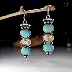 Solid For Southwestern Earrings, Search: "Az" (In The Search Box In My Closet) I Ship Fast And Well Packaged. 6 Available Turquoise Earrings With Silver Beads, Silver Southwestern Style Dangle Beaded Earrings, Southwestern Silver Dangle Beaded Earrings, Southwestern Adjustable Silver Beaded Earrings, Silver Southwestern Beaded Earrings, Long Drop Earrings, Earring Patterns, Vintage Turquoise, Online Earrings