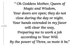 a poem written in black and white with the words'on goddess mother, queen of magic