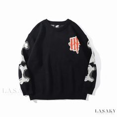 Lasaky - Vintage Skull Round Neck Long Sleeve Fashion Loose Fit Couple Sweater Oversized Pullover Sweaters, Costume Bags, Couples Sweaters, Fit Couple, Oversize Pullover, Y2k Sweater, Long Sleeve Fashion, Vintage Skull, Graphic Sweaters