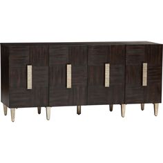 the sideboard is made out of wood and has four doors with metal handles on each side