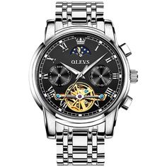 OLEVS 6617 Mens Automatic Watches Skeleton Tourbillon Mechanical Self Winding Luxury Dress Wrist Watch Waterproof Luminous Watch Gifts - OLEVS Mechanical Watch Men, Men's Watches Luxury, Male Hands, Automatic Watches For Men, Hand Watch, Metal Straps, Dress Watch, Watch Gifts, Stainless Steel Band