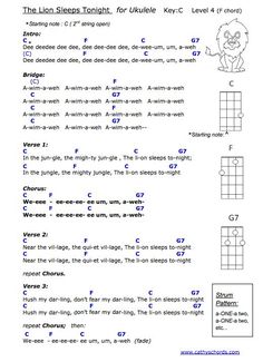 the lion sleeps tonight for ukulele guitar chords and tabula sheet music lessons