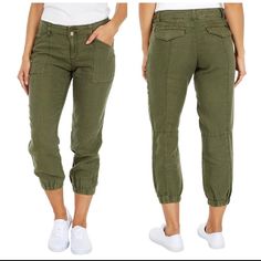 Nwot Never Worn 100%Linen Spring Casual Cargo Style Capris, Casual Cropped Leg Cargo Bottoms, Casual Cropped Cargo Style Bottoms, Green Relaxed Fit Capris With Pockets, Casual Mid-rise Capris With Pockets, Casual Fitted Capris With Pockets, Relaxed Fit Mid-rise Capris With Pockets, Pant Jumpsuit, Pants For Women