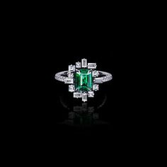 2ct Green Emerald Diamond Baguette Halo Cocktail Gatsby Ring 14k White Gold Over | eBay Bijoux Art Deco, Emerald Set, Silver Lab, Colored Stone Rings, Jewelry Appraisal, Be Unique, Best Jewelry Stores, Fancy Jewelry, Fine Jewels