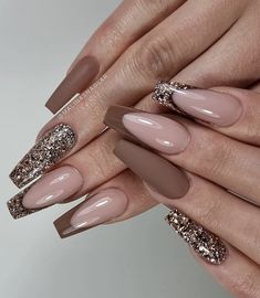 Sophisticated Manicure, Brown Nail Art, Brown Nail, Brown Nails Design, Fall Acrylic Nails, Coffin Shape Nails, Brown Nails, Acrylic Nails Coffin