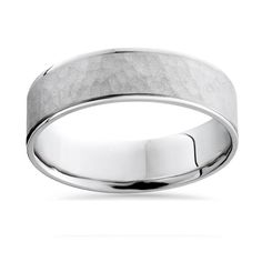 men's wedding band in 18k white gold with high polished finish, 6mm width