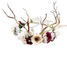 PRICES MAY VARY. Color: As the picture shows Diameter: About 16cm-18cm/6.3"-7", fits most heads; Adjustable size with the ribbon. Material: Finest faux flowers, simulation vines, cute berry, deer horn. Excellent handmade materials and exquisite workmanship, make it looks very realistic Occasion: Beautiful for weddings, parties, holidays, festivals, beaches, travelling, maternity photoshoot etc. EASY TO MATCH: These hair headpiece stay in place and wear them comfortably. Floral halos go with any Deer Floral Crown, Antler Twig Crown, Max Antler Headband, Flower Crown For Beach Wedding, Boho Wedding Headband Floral Crowns, Bridal Crown Fall, Beach Wedding Halo, Tree Costume Headband, Woodland Crown Kids